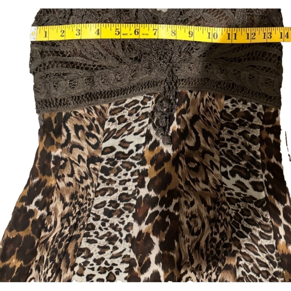 Cache Silk Leopard Midi babydoll Dress 6 Y2K Vintage Animal Print Fairycore - Picture 4 of 7
